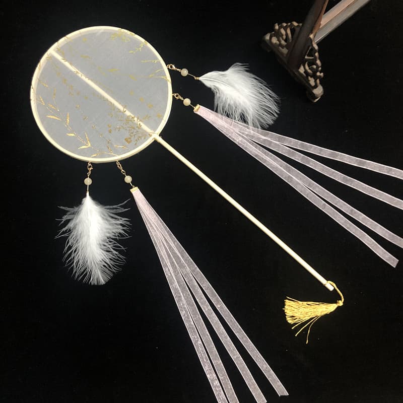Round Fan Ancient Chinese Hanfu Fan Palace Fan Hanfu Round Fan Scenic Area Embroidery Custom DIY Fan