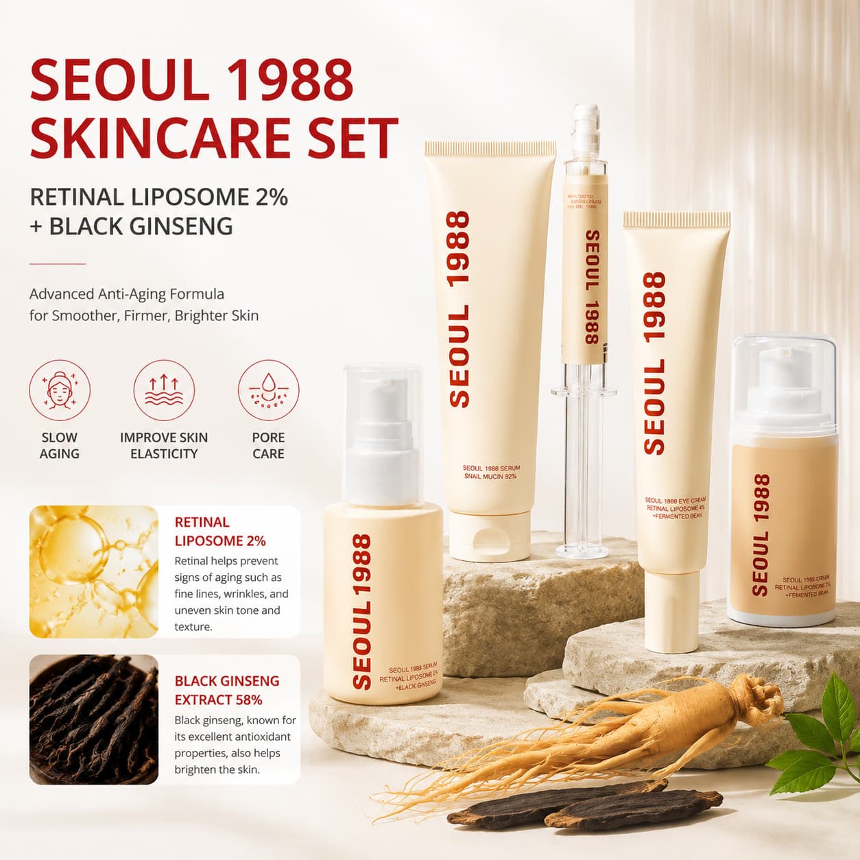 Cross-border hot product Seoul 1988 Eye Cream Retinol Ginseng Eye Cream improves dark circles and eye bags and moisturizes