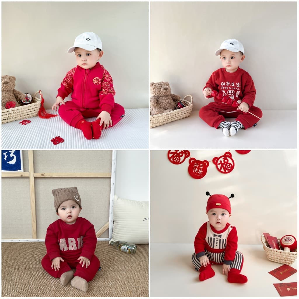 New Year Special Baby Romper Ins Infant Children's Clothing Red New Year Onesie Outwear Trendy