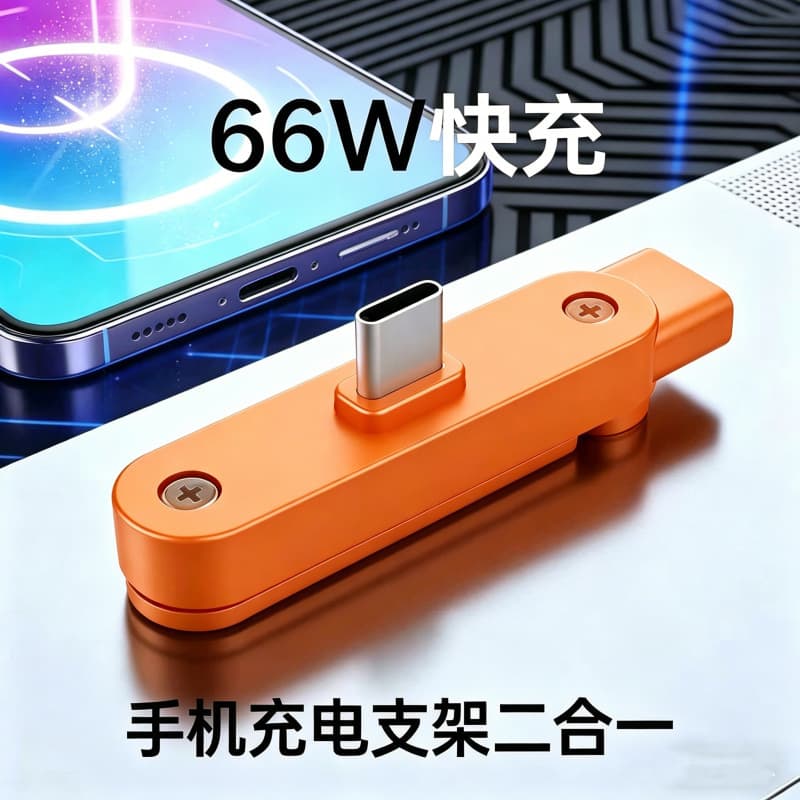 Mobile Game Folding Stand Charging Data Cable Adapter Dual Type-C Compatible with Apple 15/16/17 Fast Charging Tablet