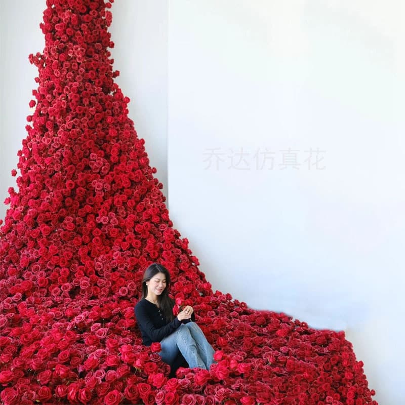 Wedding Scene Waterfall Rose Artificial Flowers Fake Flowers Corner Glacier Rose Wall Decoration Decorative Roses Internet Celebrity