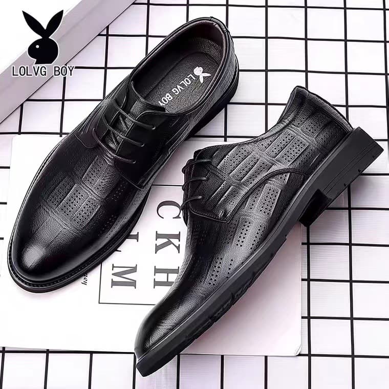 New summer leather shoes for men, genuine leather business formal wear, casual hollow leather sandals, high-end British groom's wedding shoes
