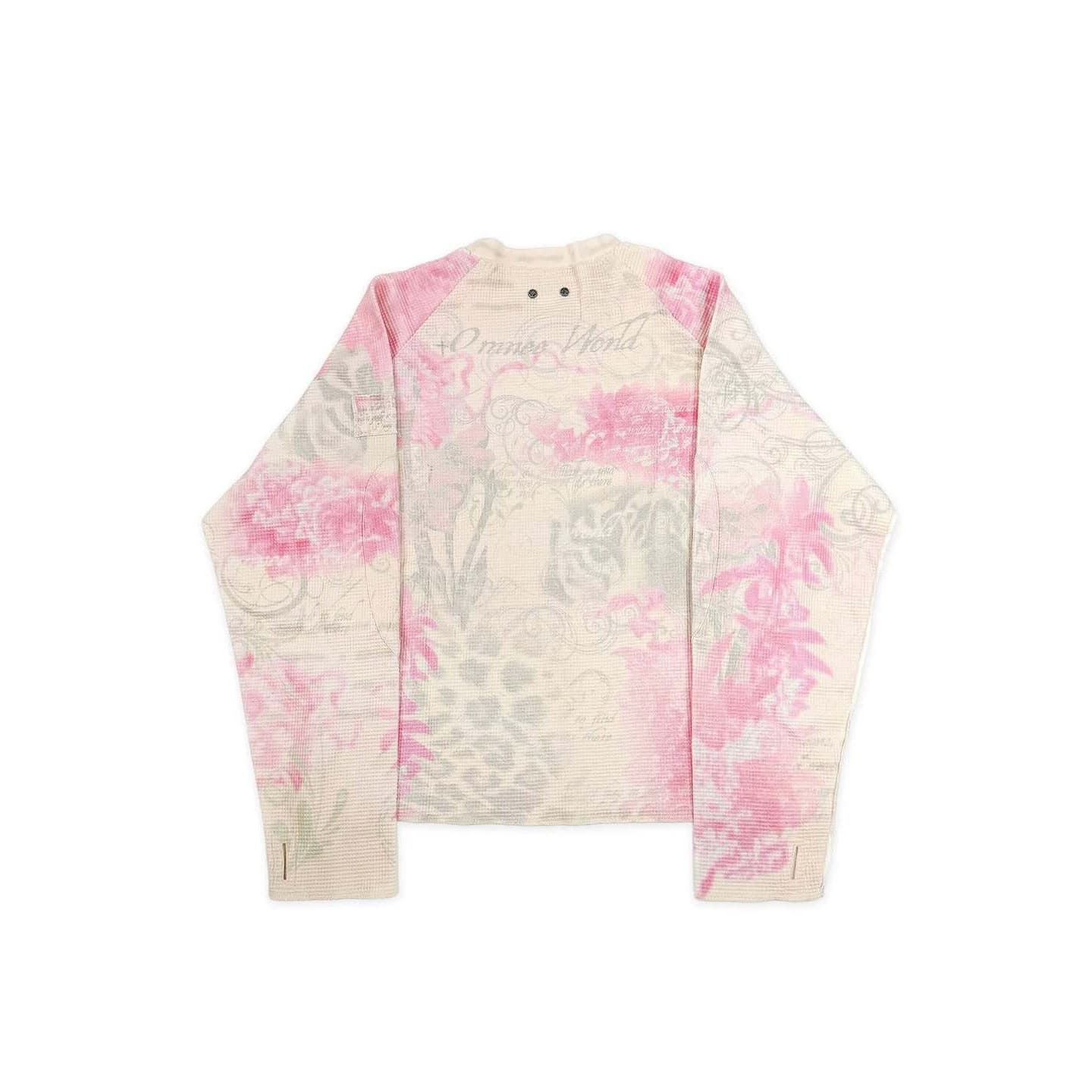 y2k American retro high street gothic personality punk flower stamen print fashion casual round neck long-sleeved T-shirt ootd