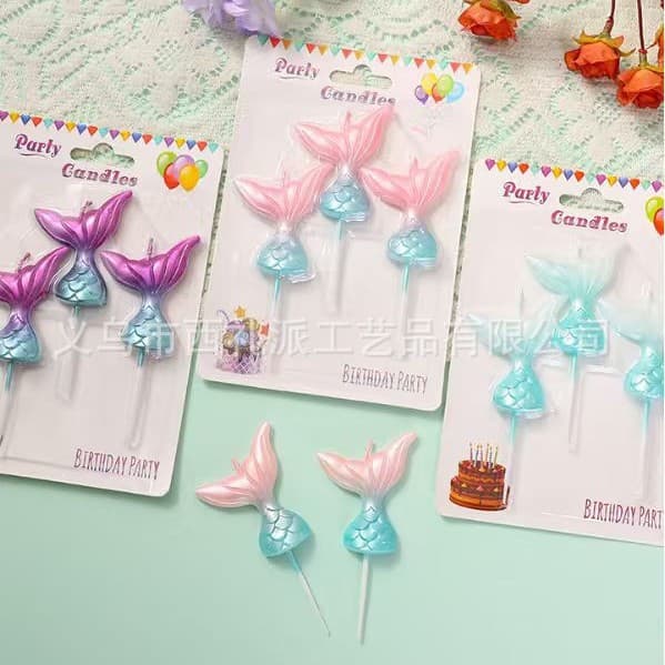 Cross-border Amazon Animal Gradient Gold Mermaid Tail Ocean Theme Starfish Shell Party Birthday Candle