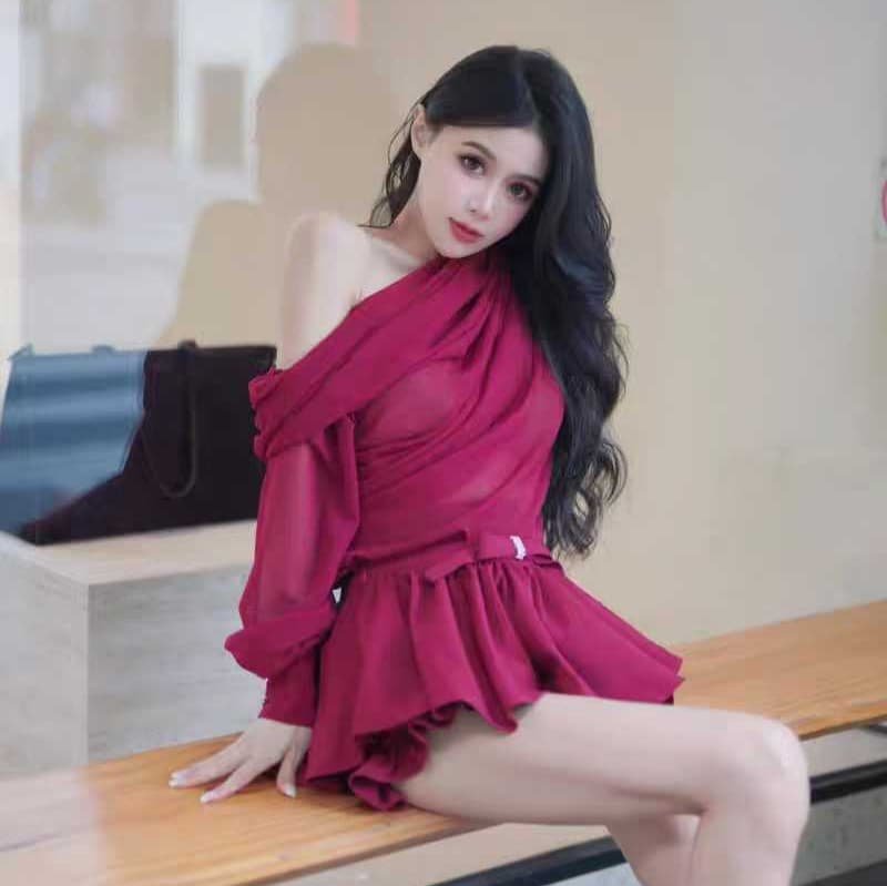 Polyester Fiber Mini Dress Full Sleeve Regular Type Empire Waistline Standard Sleeve Length China Origin Fashion Dress