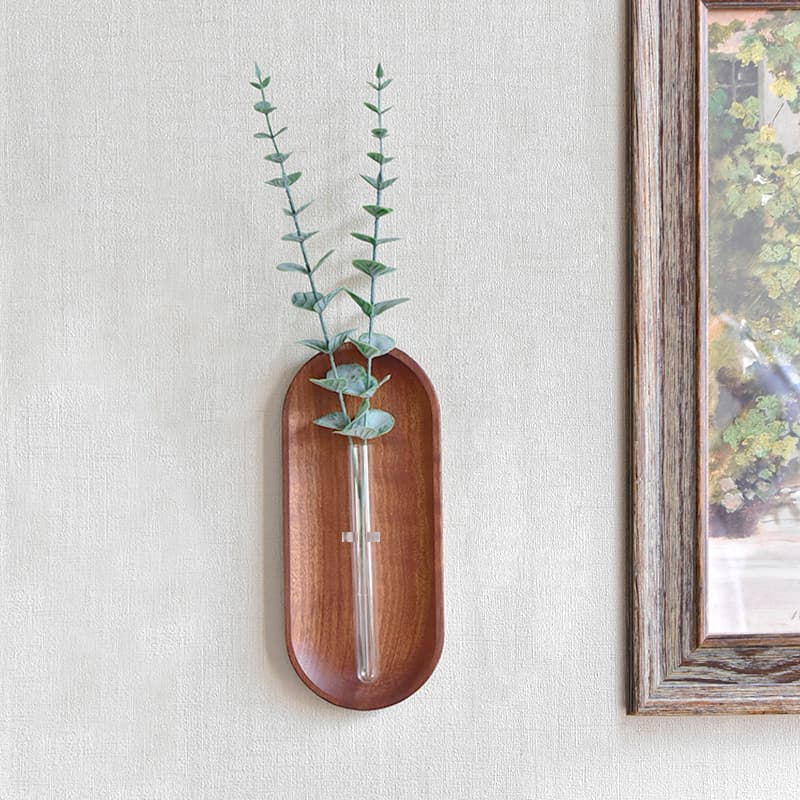 Creative Wooden Tray DIY Flower Arrangement B&B Wall Decoration Wall Vase Hanging Ornament Wooden Disc Small Wall Vase