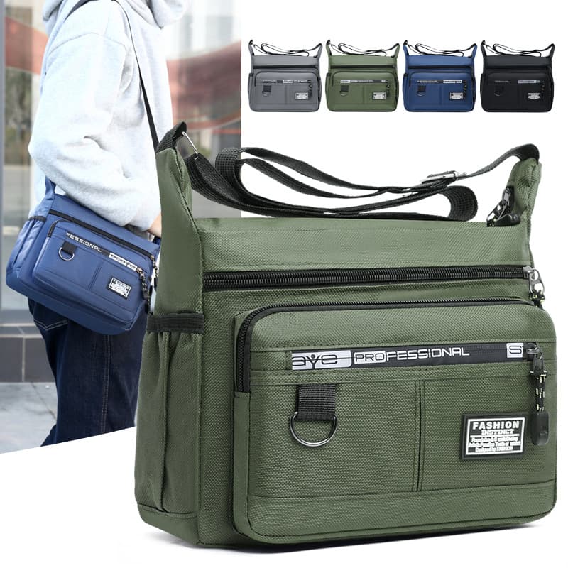 Five-layer Multi-pocket Men's Crossbody Bag Large Capacity Business Bag, Waterproof Durable Shoulder Backpack