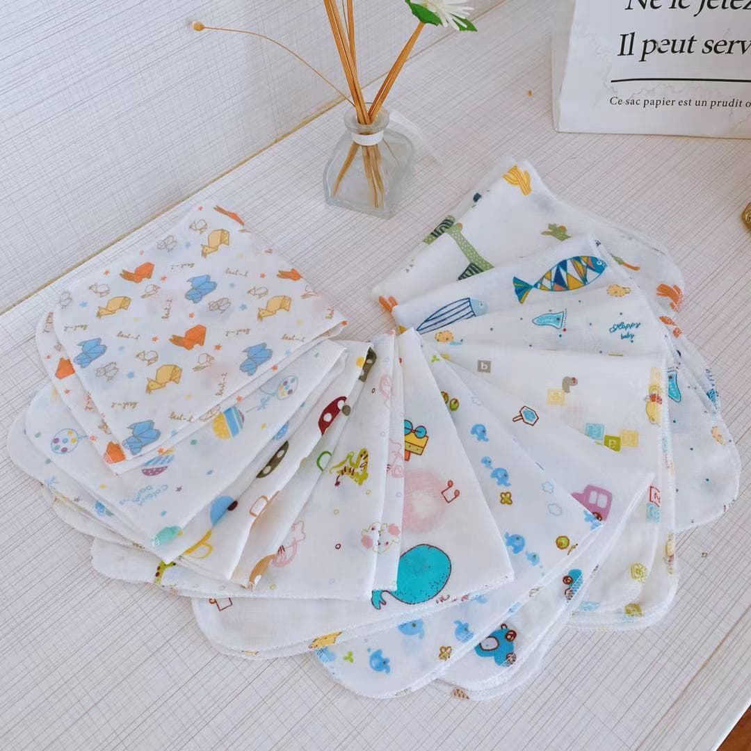 Xisongdai Lockstitch Double-Layer Four-Layer Gauze Handkerchief Pure Cotton Gauze Square Baby Bib Nursing Cloth Infant