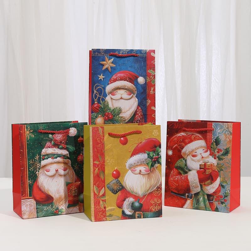 Cute Cartoon Santa Claus Themed Gift Packaging Bag White Card Gift Bag Party Christmas Gift Tote Bag
