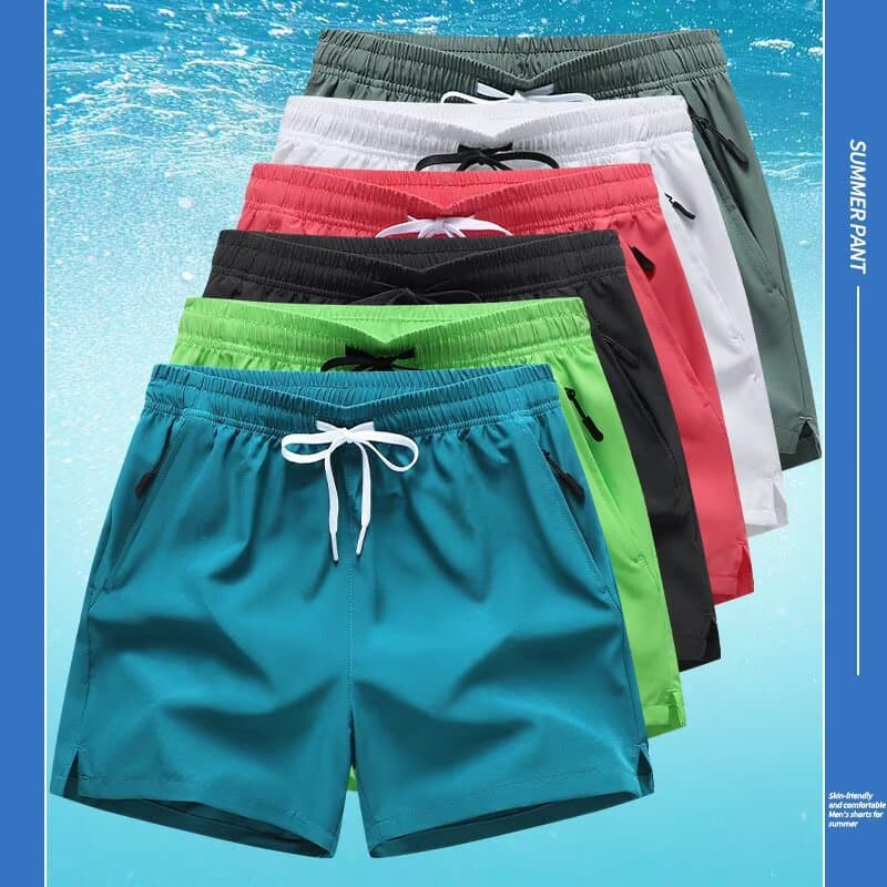 Popular double-layer shorts, fake two-piece ice silk sports shorts, summer quick-drying fitness running loose pants