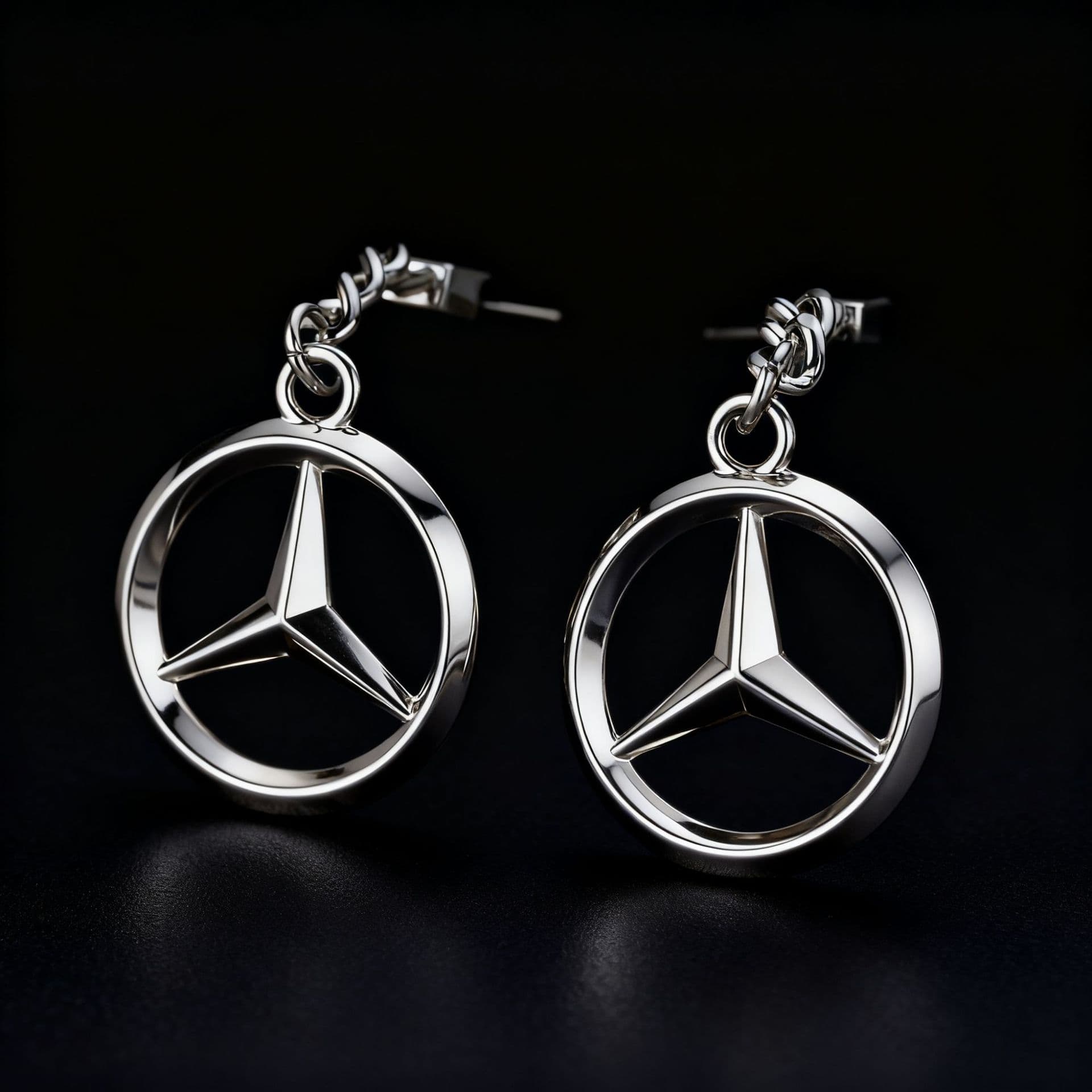 Cross-border Europe/US Metal Hollow Car Logo Keychain Car Hanging Ornament Mercedes-Benz Car Emblem Factory Direct Hanging Buckle