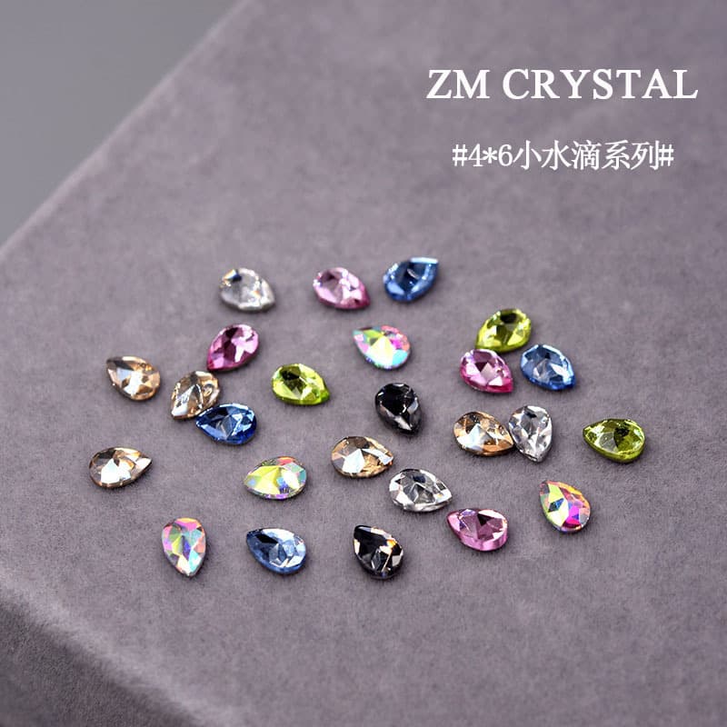 Cross-border new 4*6 water drop color manicure special-shaped diamond manicure jewelry flat bottom diamond nail DIY sticker diamond gold bottom diamond