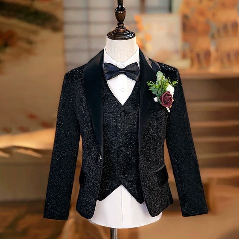 Sequined Children's Suit Set for Stage, Party, Host, Flower Boy, Catwalk, Piano Performance