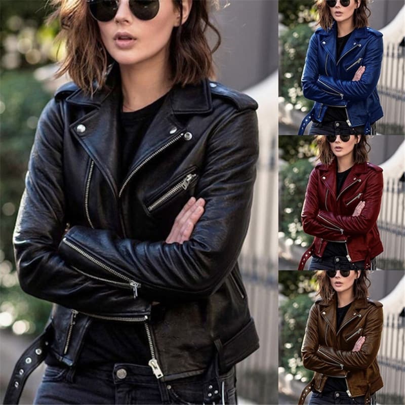 Women's PU Leather Jacket 2026 New Arrival Autumn Short Spring Korean Style Motorcycle Jacket Slim Fit Winter Coat
