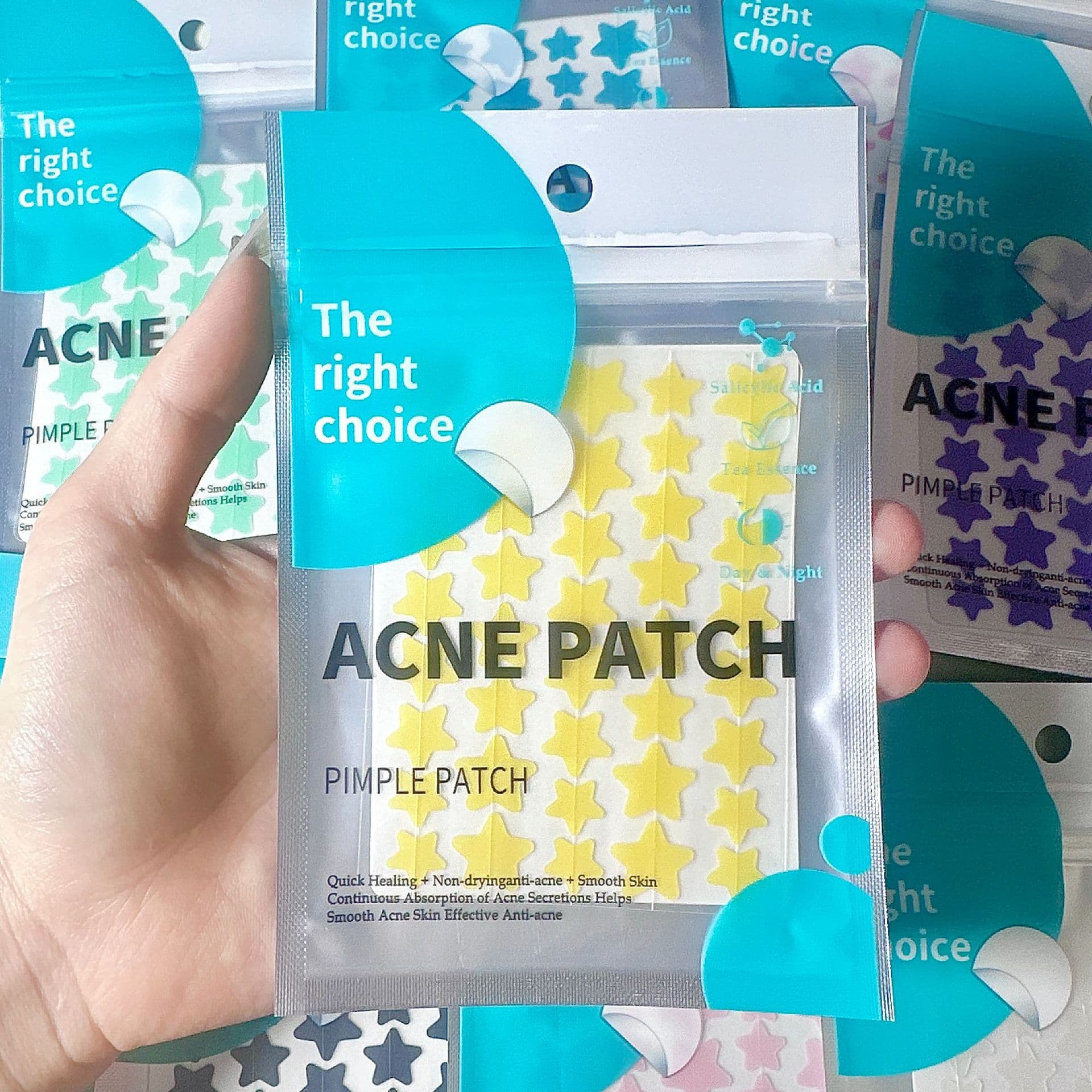 Factory Hot-Selling Colorful Star Hydrocolloid Acne Patch, Pus-Absorbing, Makeup-Isolating, Blemish-Clearing Patch, Irregular Pattern, Portable Pack