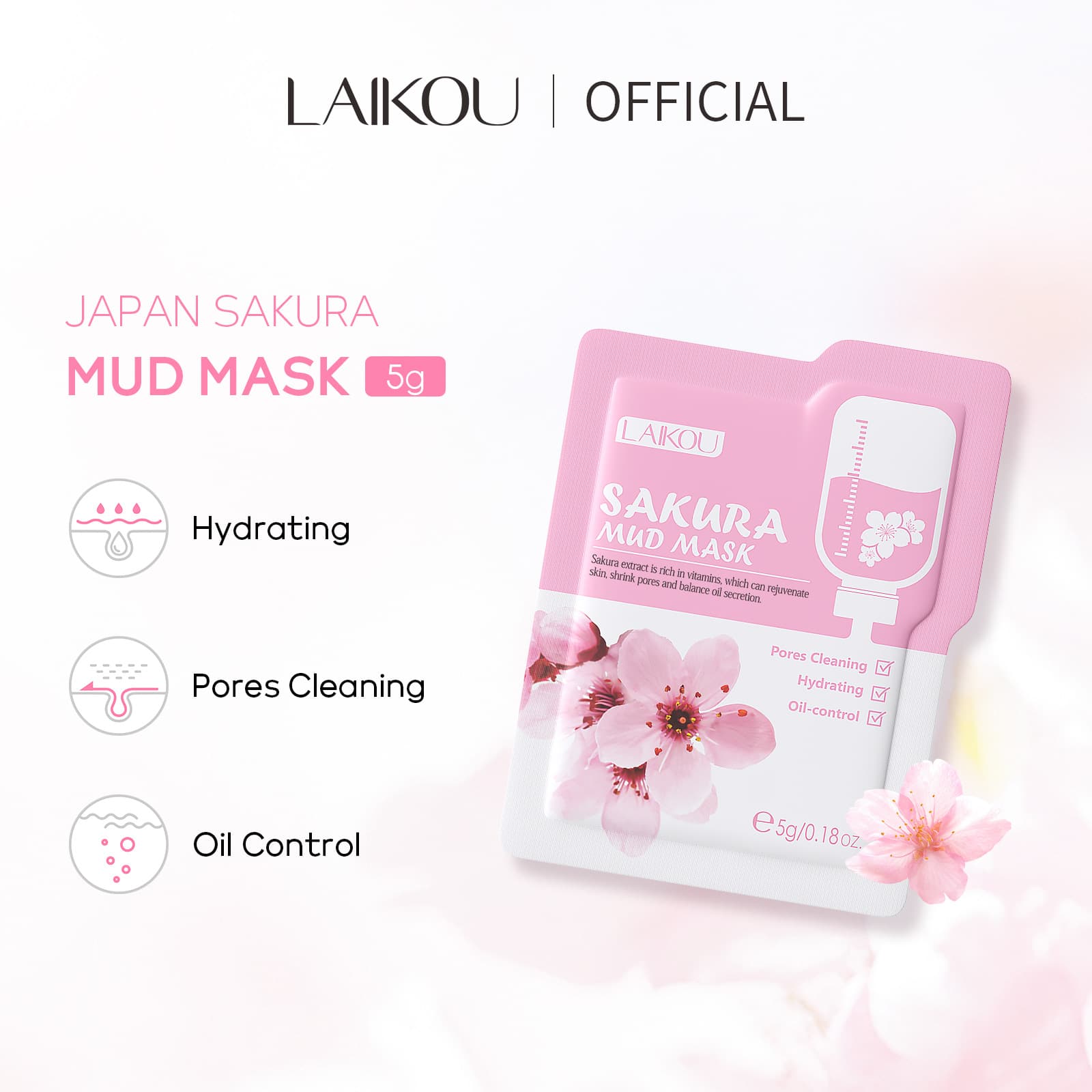 LeCoco Sakura Mud Mask Bagged 5g Hydrating Moisturizing Skin Care Products English Packaging Facial Treatments for All Skin Types
