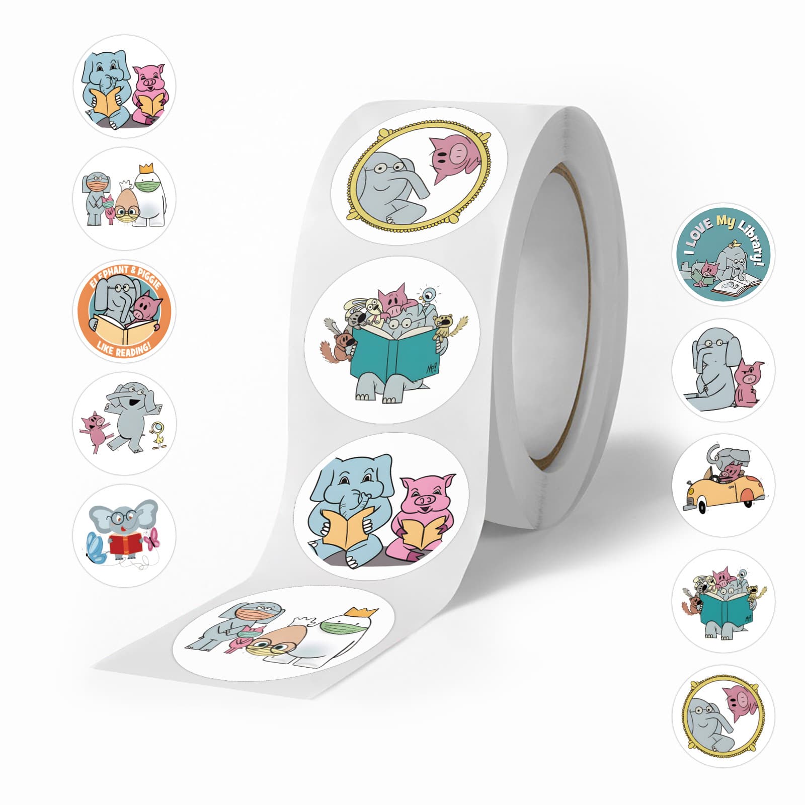 500 pieces of Elephant and Piggy roll stickers for notebook decoration DIY notebook stationery seal stickers for children