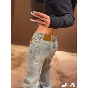 New Fashion Solid Color Single-Breasted Jeans for Men and Women, Washed and Distressed Loose-Fit Denim Pants