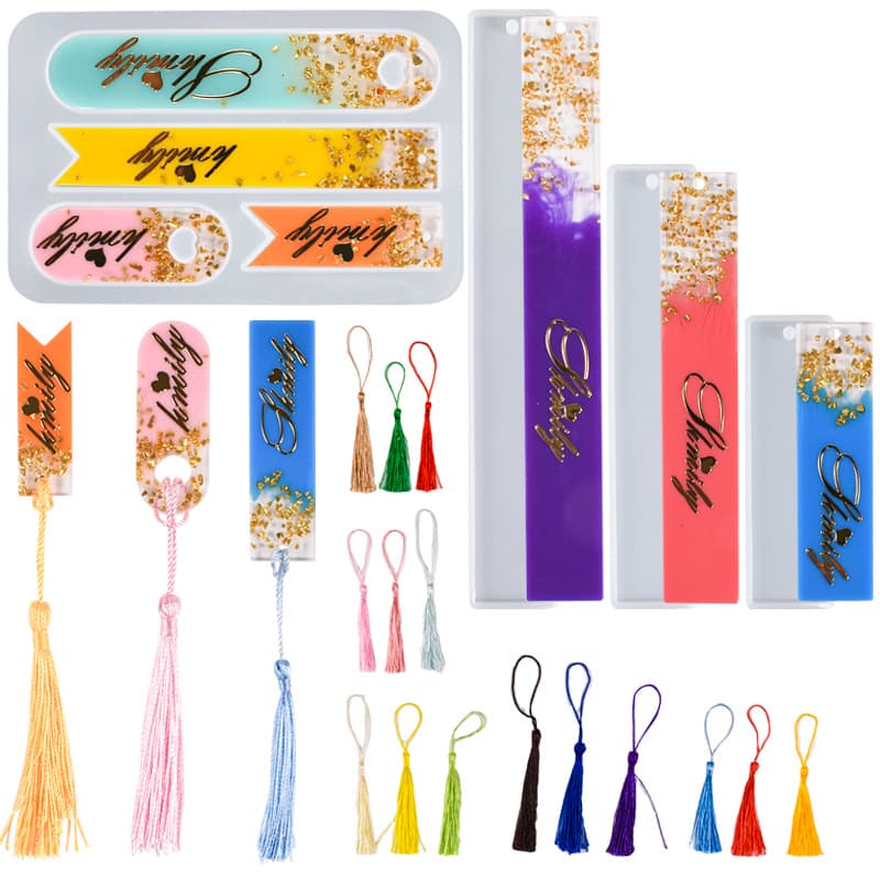 Factory Stock DIY Crystal Epoxy Resin Tassel Pendant Book Clip Large Medium Small Bookmark Rectangular Silicone Mold