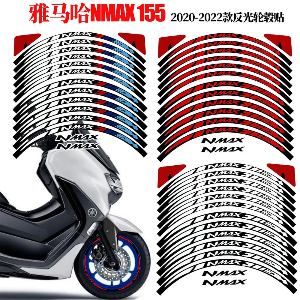 Suitable for Yamaha NMAX155 motorcycle wheel hub stickers, rim stickers, modified wheel decorative stickers, reflective and waterproof