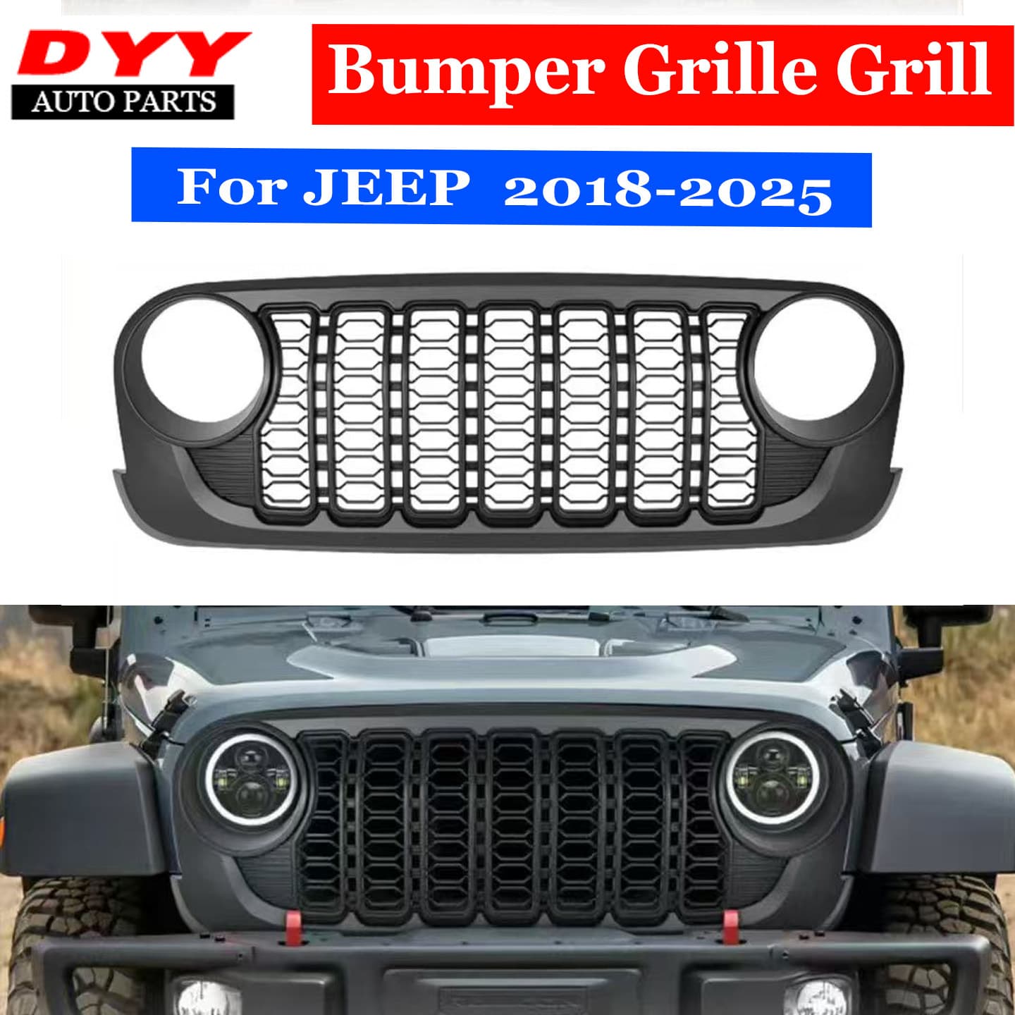 Cross-border Wrangler Front Grille for 18-26 Jeep Wrangler JL24 Wrangler Grille