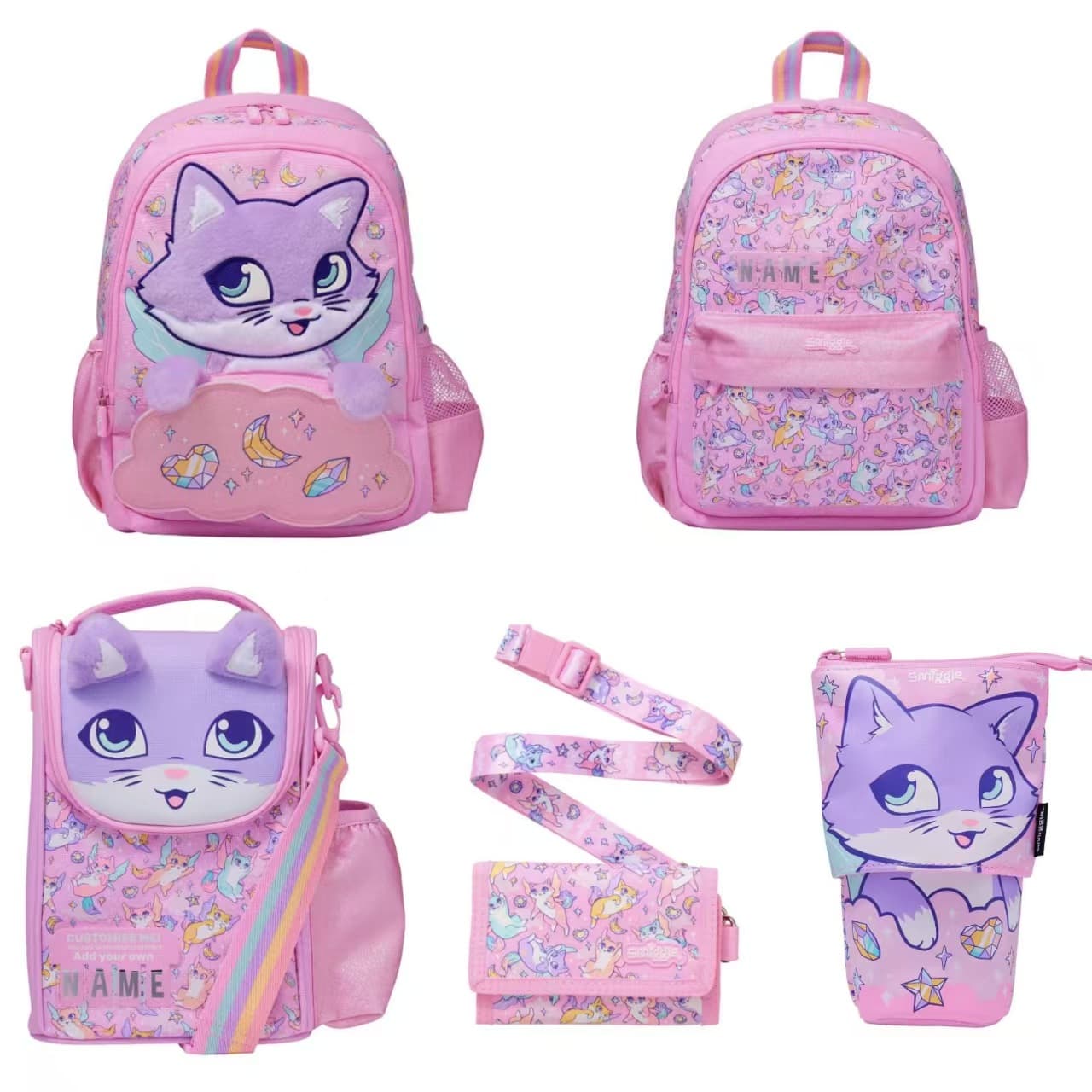 Australian Smiggle Backpack for Kids, Cartoon Design, Large Capacity, Perfume Cat Set Series