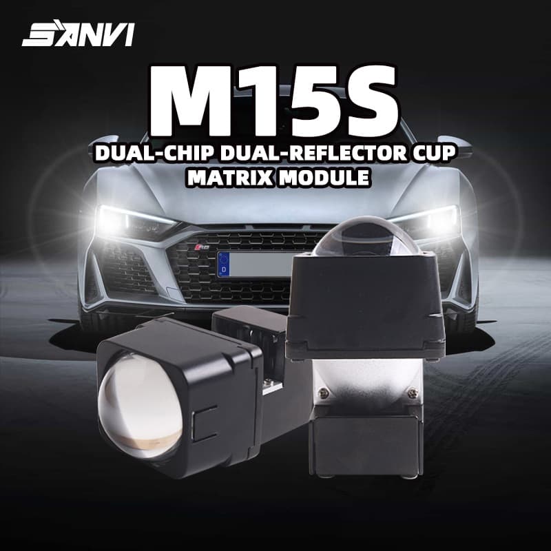 Sanwei Car Light New Model 1.5inch M15S 12V 6000K Dual-Core Double-Cup Matrix Led Small Module Car Light Upgrade