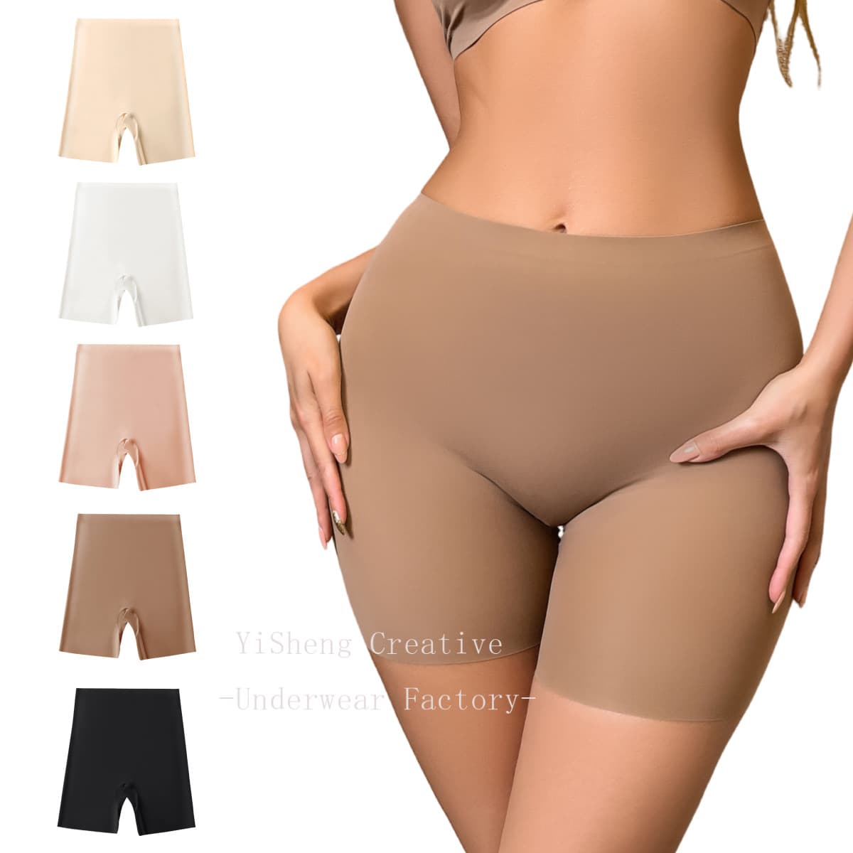 Cross-Border New Exclusive Seamless High Waist Butt Lift Belly Control Cotton Gusset Large Size Panties Safety Shorts Women Leggings