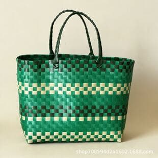 Customizable Large-Capacity Handwoven Grocery Basket Bag Open-Top Shopping Bag Daily Versatile Commuter Women's Shoulder Bag