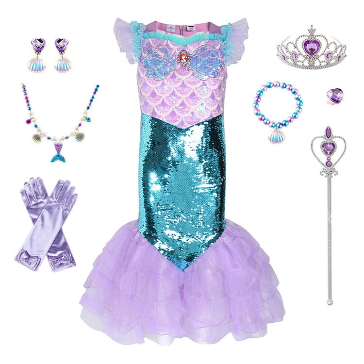 Cross-Border Children's Princess Dress Mermaid Dress Set Amazon Exclusive Ready Stock Clothing