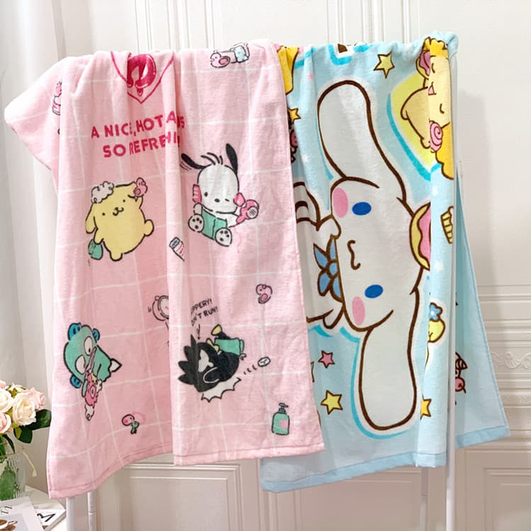 Kuromi Cinnamon Dog Cartoon Bath Towel Water-Absorbent Microfiber Bath Towel Children's Bath Towel Beach Large Towel Wrap