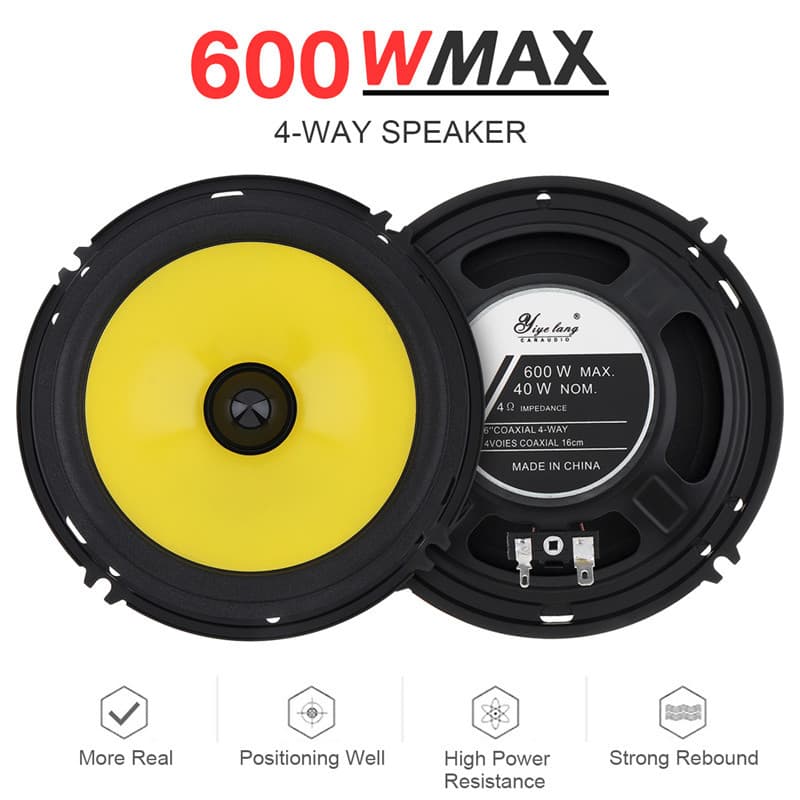 Wholesale Export Cross-border 6-inch Car Speaker Audio Yellow Cone Coaxial Speaker New YL1608