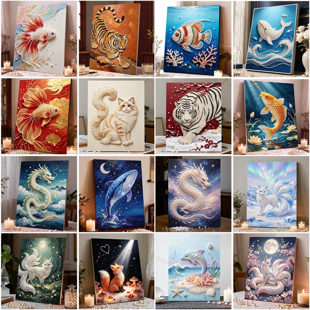 2026 new pearl painting animal series handmade diy diamond sticker material package living room high-end decorative painting