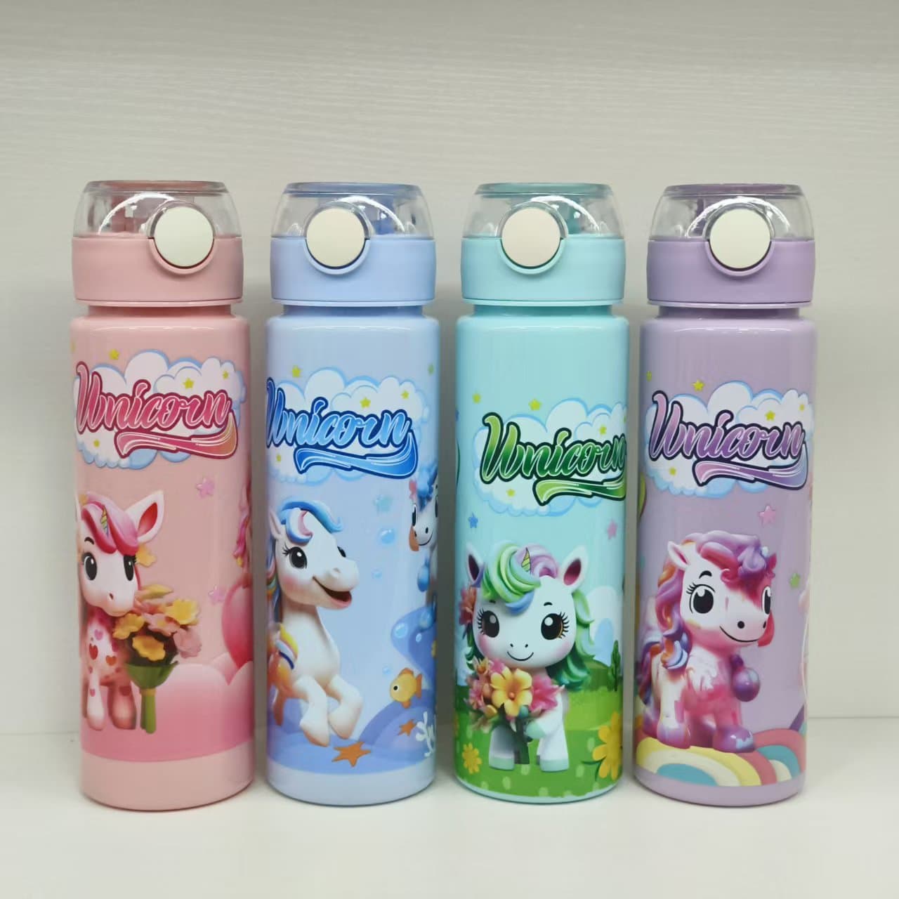New Kids Summer Straw Water Bottle Stylish Simple Pop-Up Cup Plastic Straw Cup for School