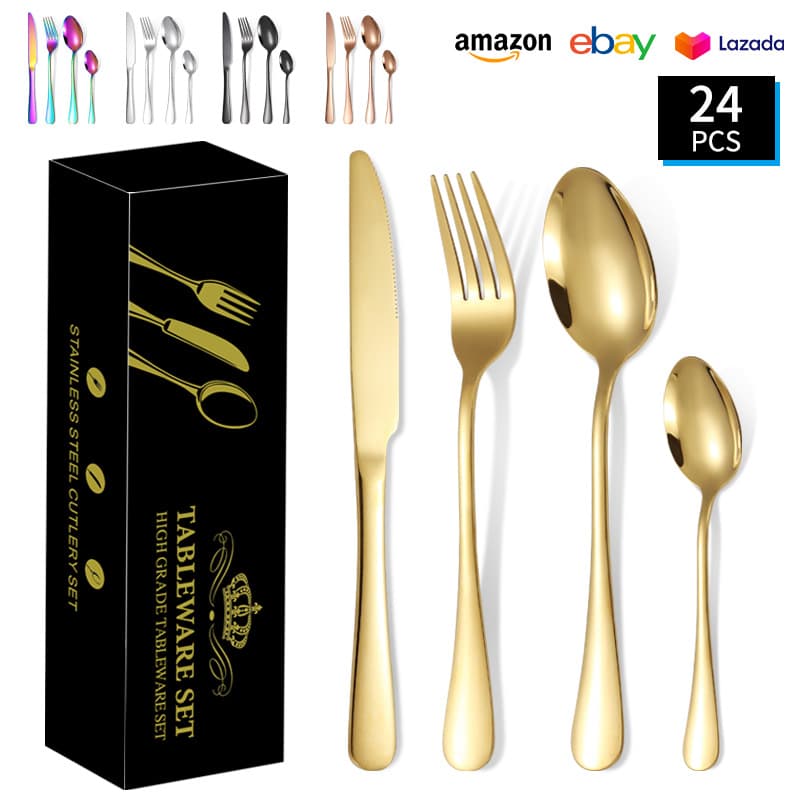 Cross-border stainless steel western food tableware 1010 knife, fork and spoon set 24-piece steak knife and fork Tableware set