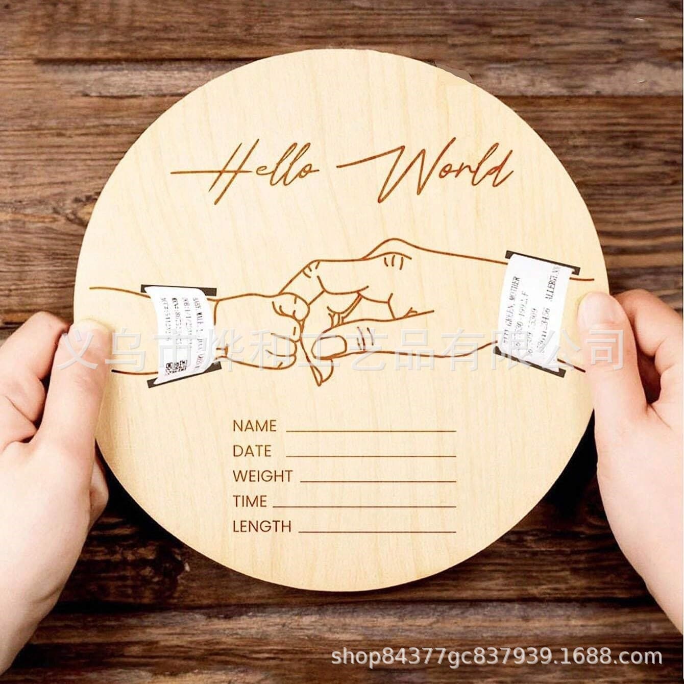 2025 Newborn Baby Wristband Wooden Announcement Sign Hospital Birth Decoration Gift Infant Memorial Plaque