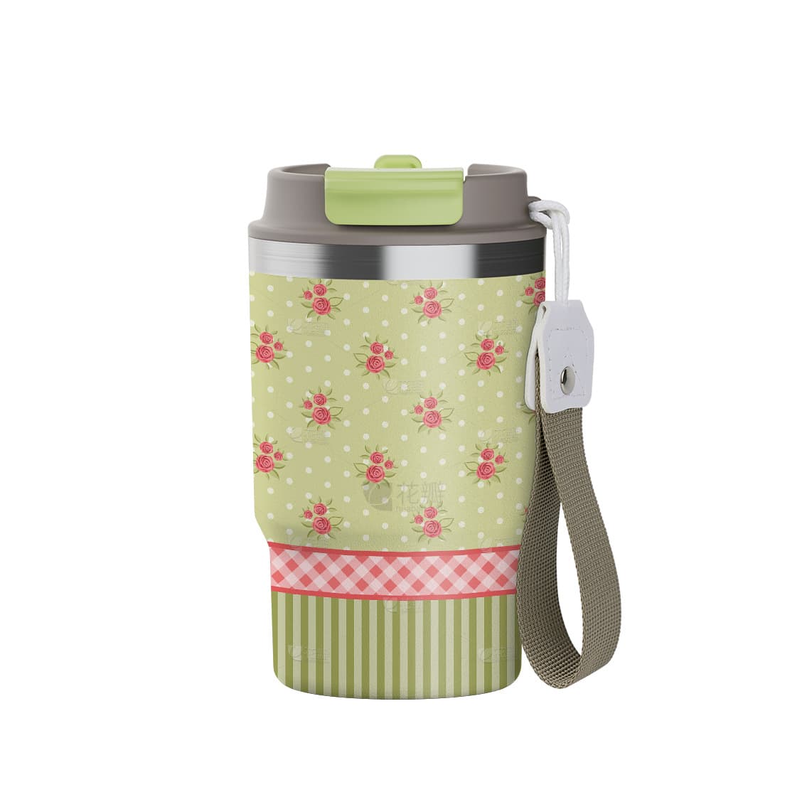 New Cross-border 12oz 16oz Dual-Straw Coffee Cup 304 Stainless Steel Insulated Car Cup Portable with Carry Strap