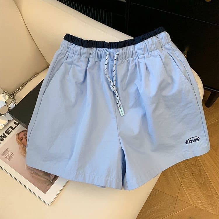 2026 New Korean Style Relaxed White Pants for Petite Women, Drawstring Loose Lazy Casual Sports Shorts