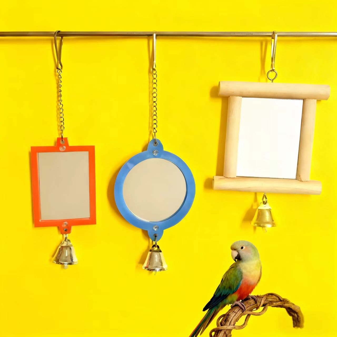 Parrot Toy Square Mirror Cross-Border Supply Amazon Factory Direct Bird Cage Accessories Parrot Supplies