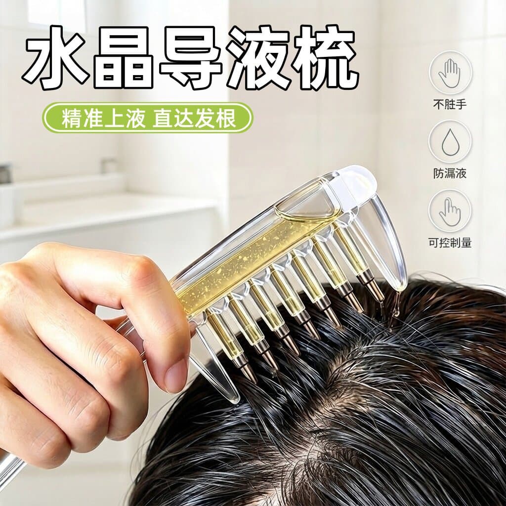 Crystal liquid introduction comb hair care comb Mino scalp liquid applicator essence essential oil introduction comb massage comb