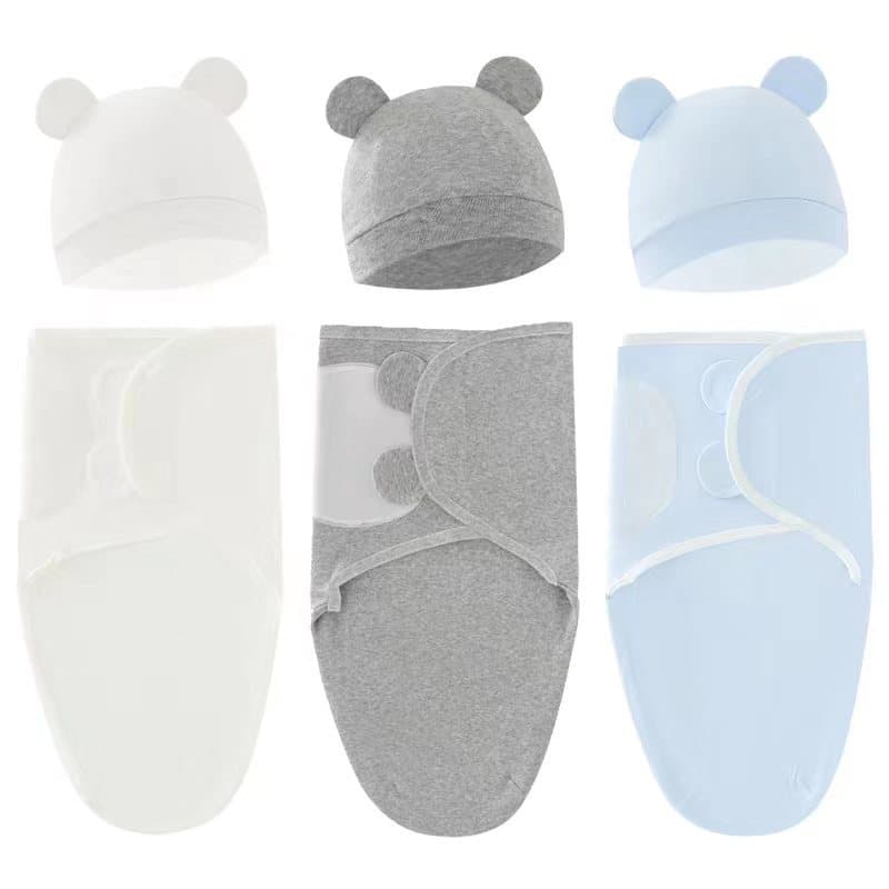 Foreign Trade European and American Newborn Swaddle Sleep Sack, Baby Cocoon Swaddle Hat Set, Infant Wrapping Blanket 8309
