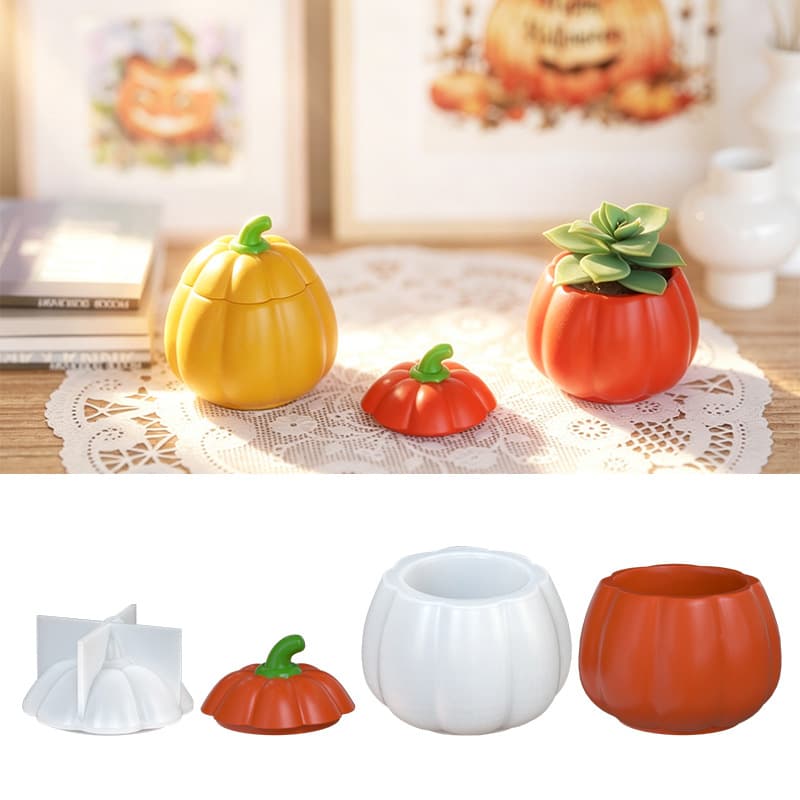 Pumpkin Storage Jar Silicone Mold DIY Halloween Scented Plaster Candle Cup Holder Decoration Epoxy Resin Mold