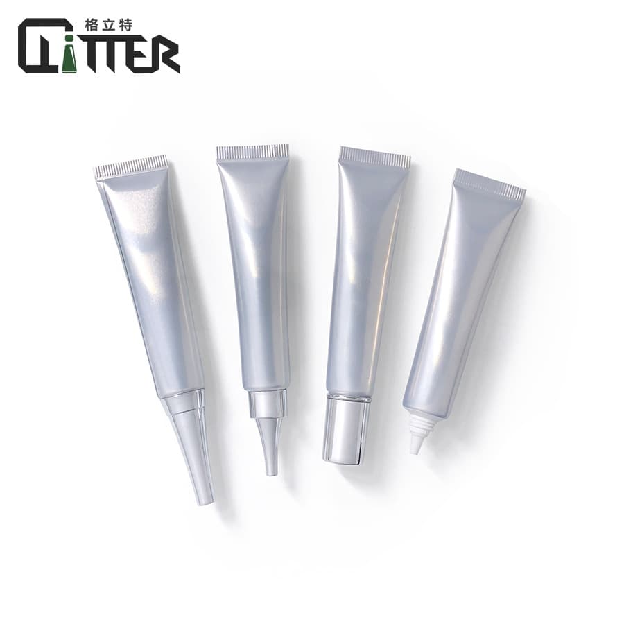Stock 20g/ml non-highlight silver aluminum-plastic composite soft tubes for cosmetics, pointed tip eye cream dispenser empty bottles