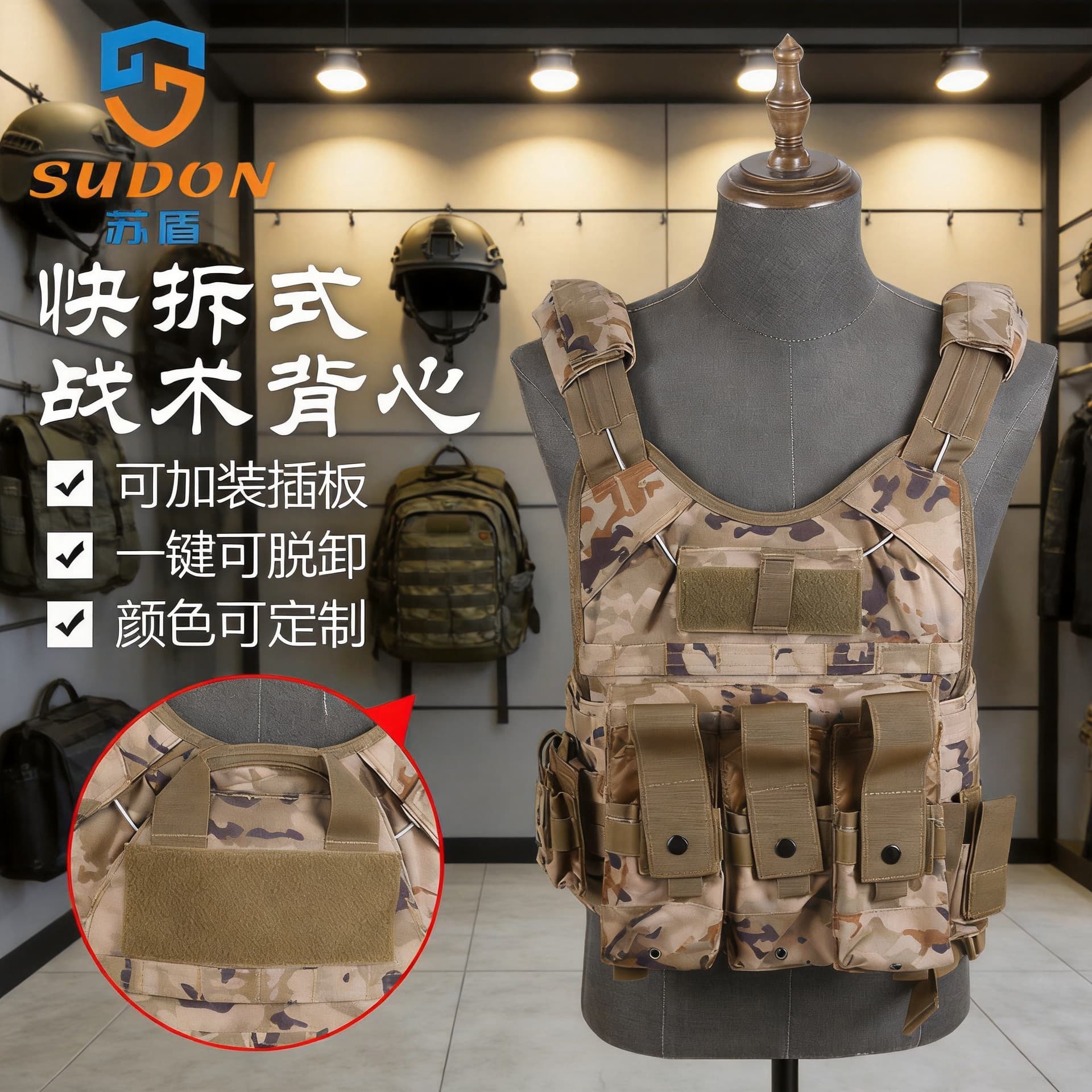 Sudun Factory Wholesale Quick-Release Tactical Vest Protective Training Vest Multi-Function Combat Uniform