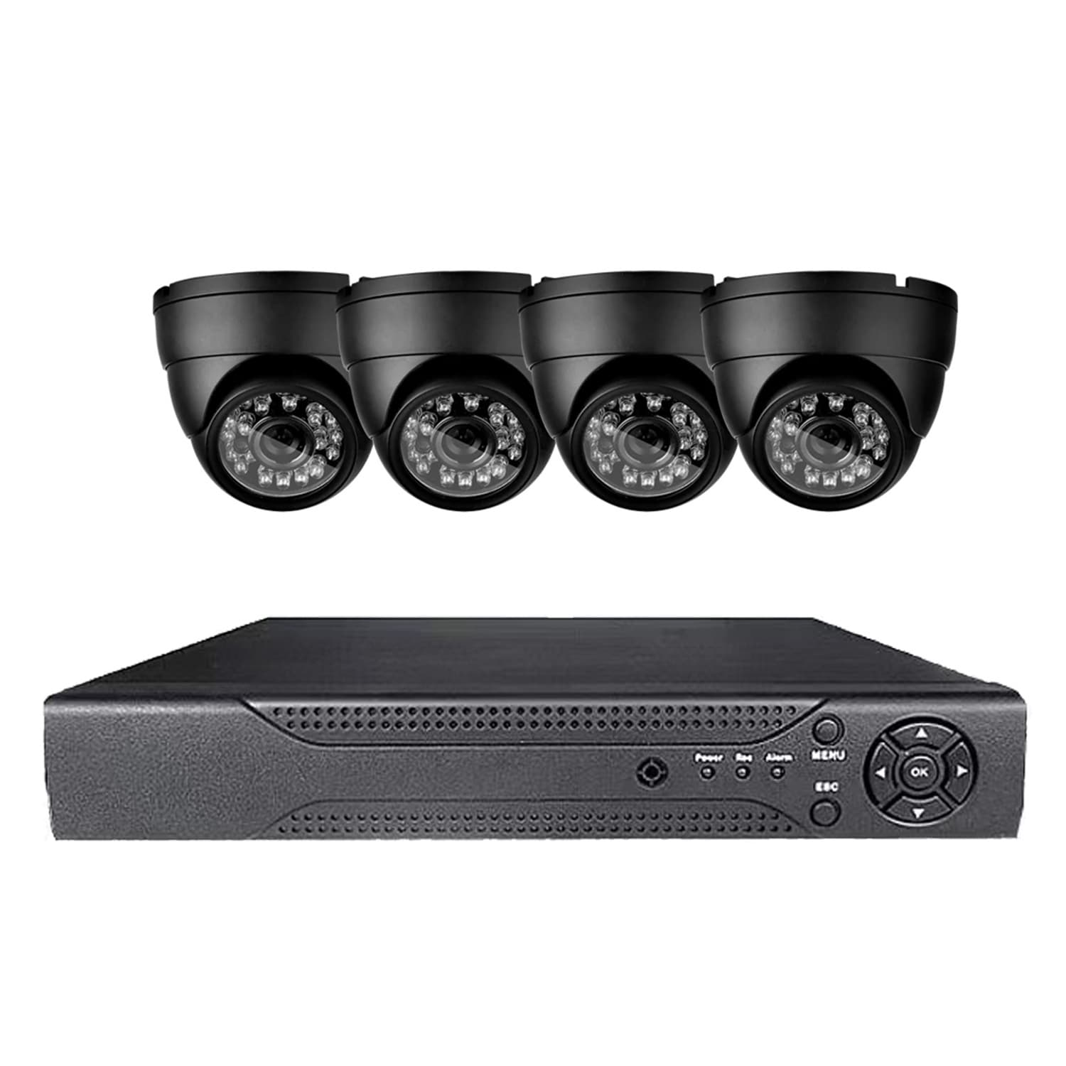 AHD coaxial CCTV surveillance system kit with dome camera, high-definition indoor and outdoor waterproof metal design.
