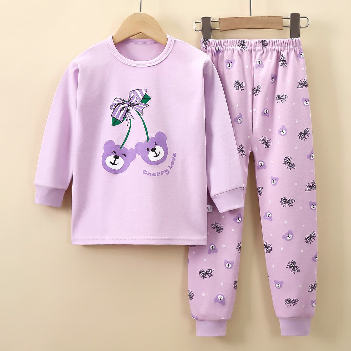 Children's Cotton Underwear Set, Girls' Homewear, Boys' Youth and Teen Thermal Long-Sleeve Top and Bottom Pajamas