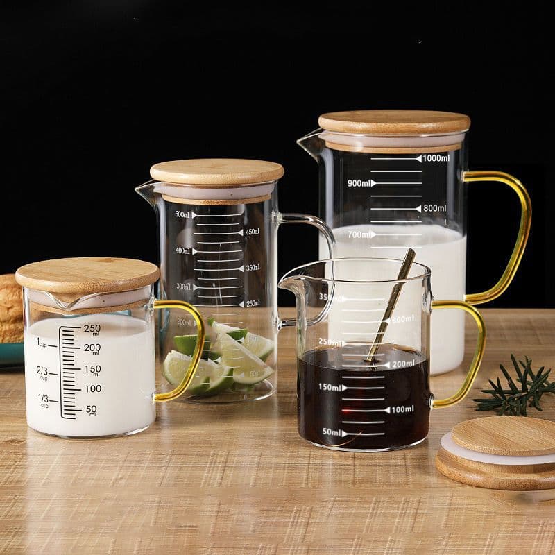 Graduated Glass Measuring Cup, Heat-Resistant, Large Capacity, Egg Beaker, Flour Milliliter Measurement for Baking