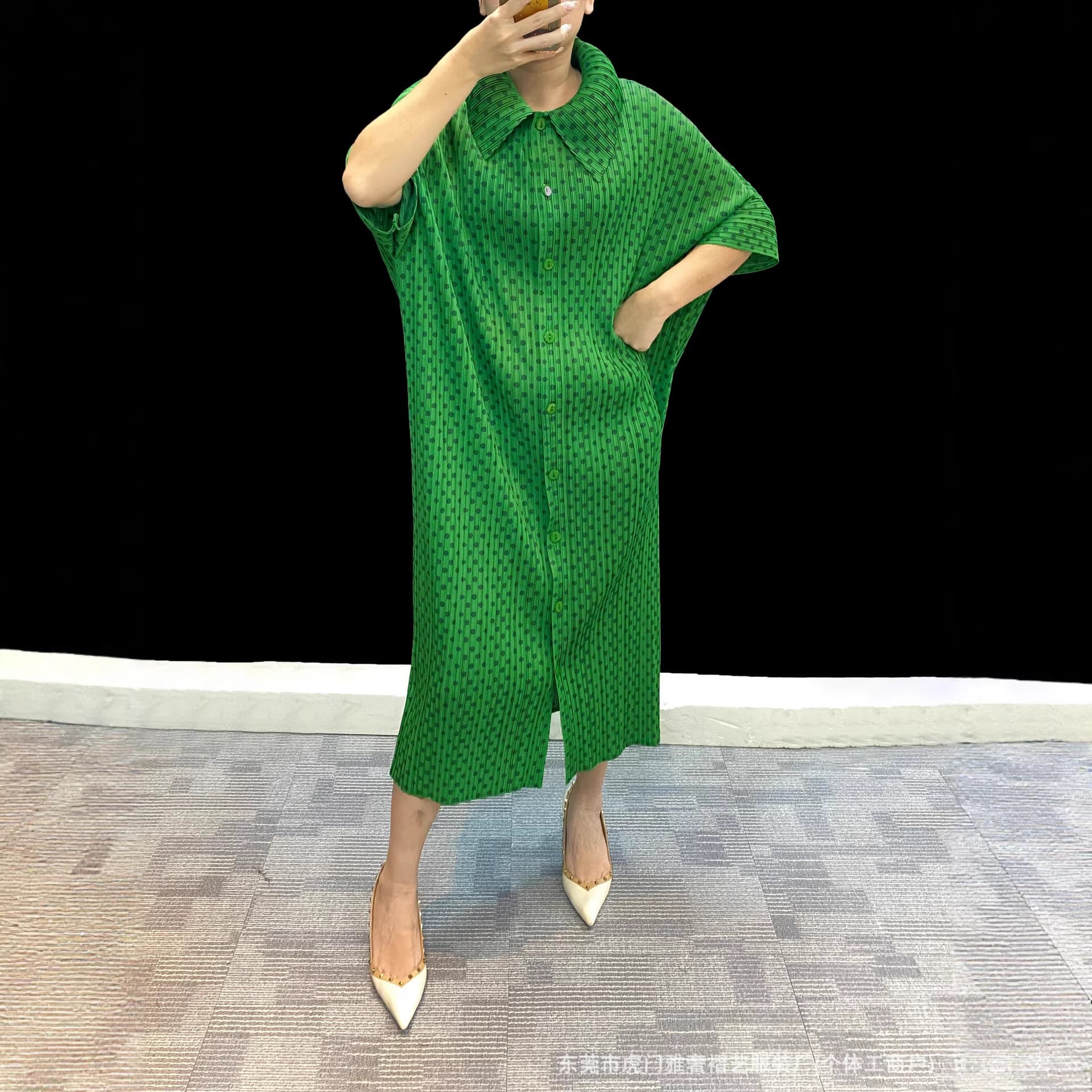 Miyake Pleats Dress 2026 New Straight Printed Long Skirt Fashion Casual Loose Long Cardigan Jacket Women