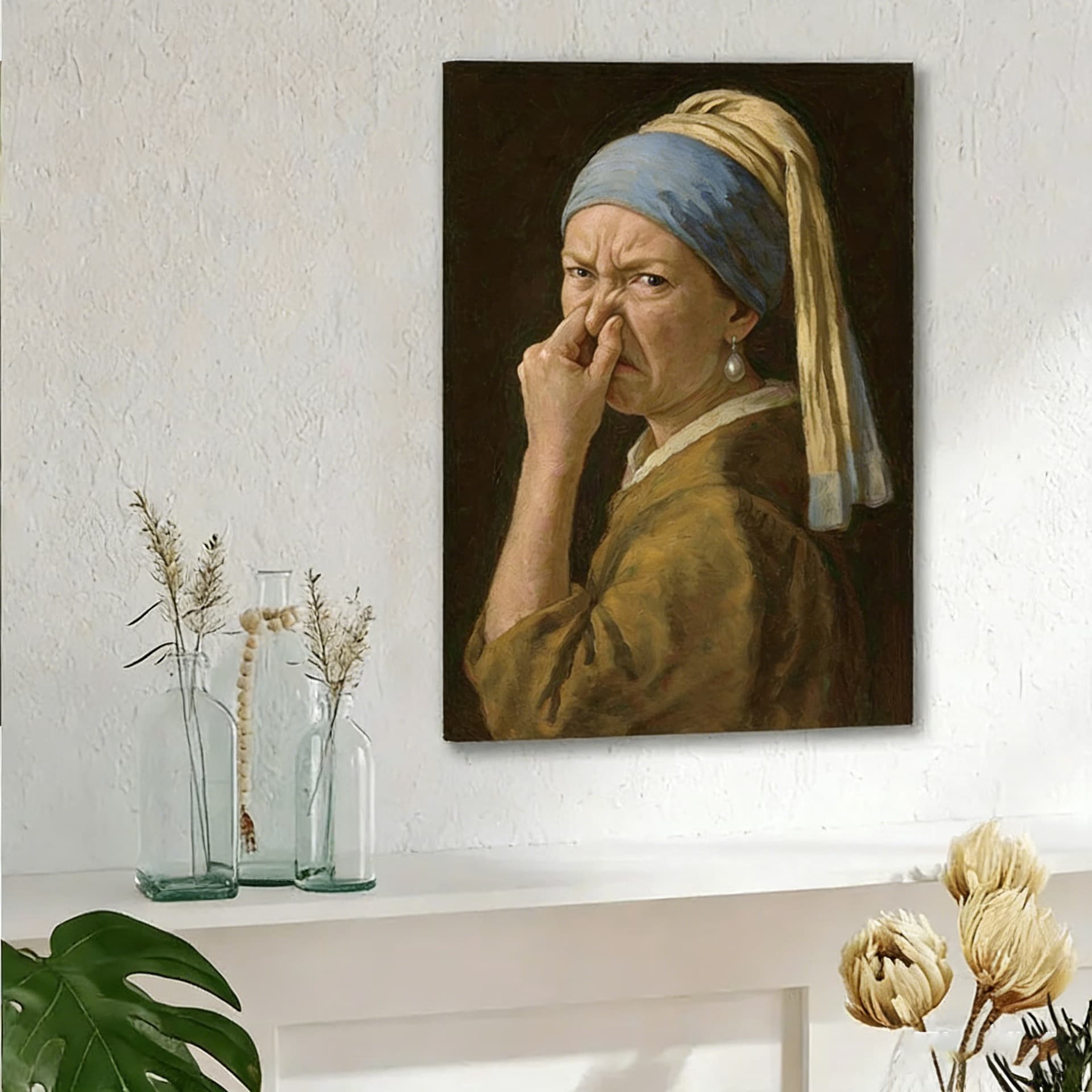 Cross-border Amazon Temu Pearl Earring Girl Art Poster Background Bedroom Living Room Home Decorative Art Painting
