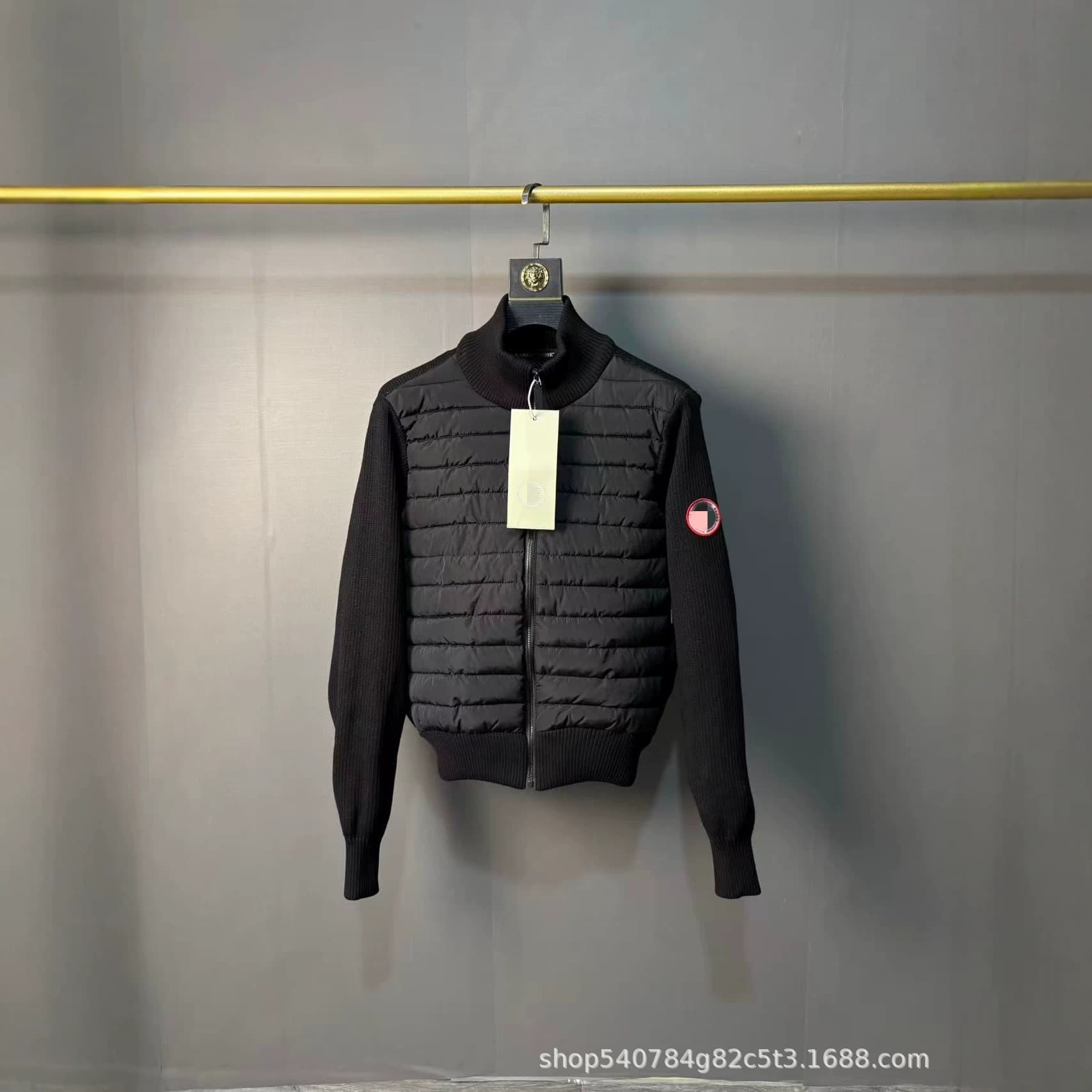 New European Style Goose Knit Patchwork Casual Down Jacket for Men, White Duck Down Warm Fashionable Slim Fit Down Coat